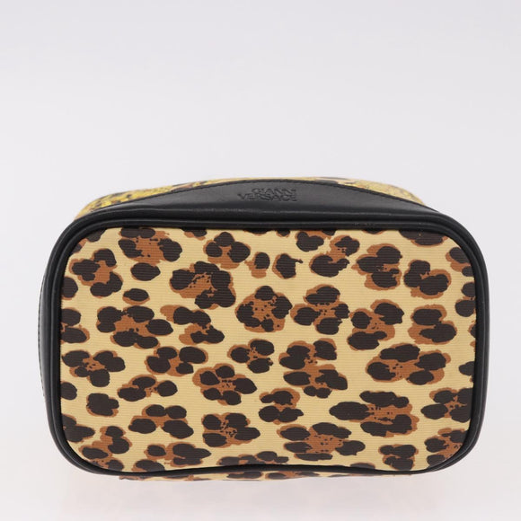 VERSACE Vanity Hand Bag Canvas Yellow Gold Auth 183101A