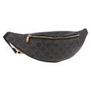 CELINE Triomphe Waist bag PVC Black Gold Auth 183105M-1