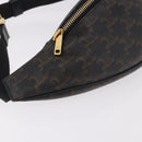 CELINE Triomphe Waist bag PVC Black Gold Auth 183105M-14