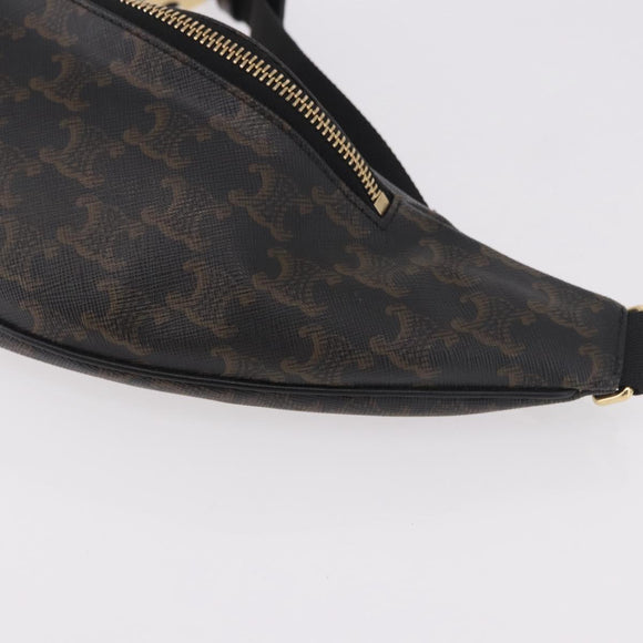 CELINE Triomphe Waist bag PVC Black Gold Auth 183105M