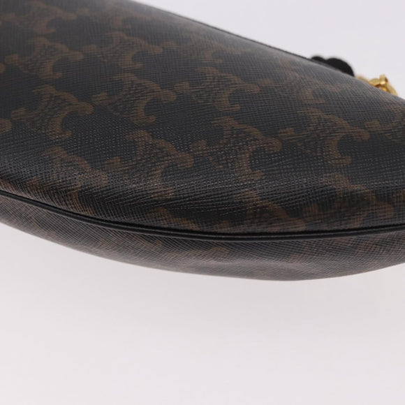 CELINE Triomphe Waist bag PVC Black Gold Auth 183105M