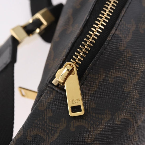 CELINE Triomphe Waist bag PVC Black Gold Auth 183105M