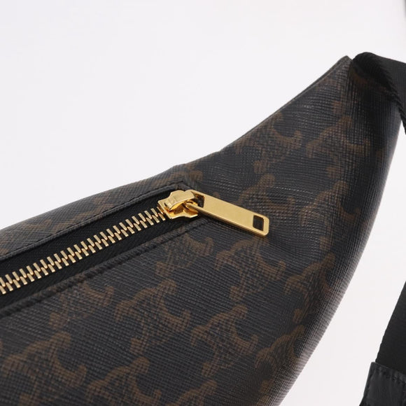 CELINE Triomphe Waist bag PVC Black Gold Auth 183105M