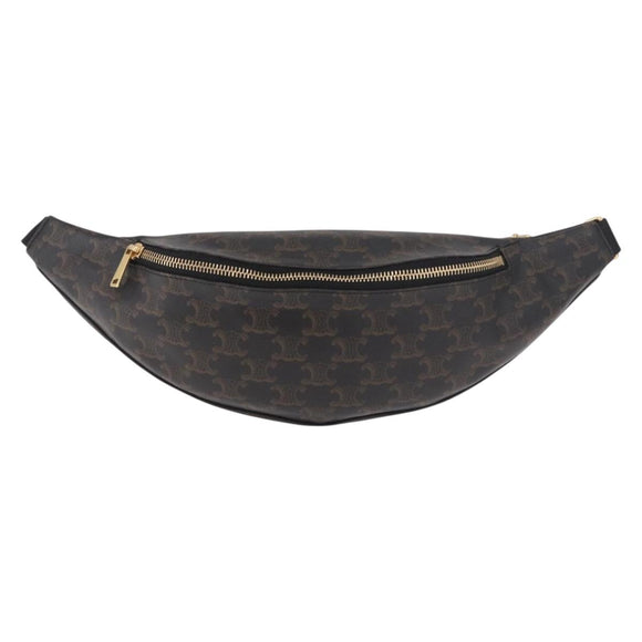CELINE Triomphe Waist bag PVC Black Gold Auth 183105M