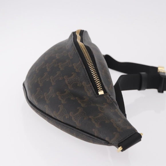 CELINE Triomphe Waist bag PVC Black Gold Auth 183105M