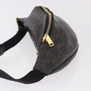 CELINE Triomphe Waist bag PVC Black Gold Auth 183105M-4