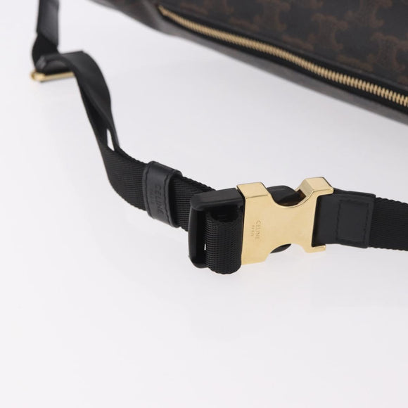 CELINE Triomphe Waist bag PVC Black Gold Auth 183105M