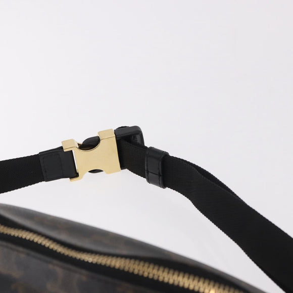 CELINE Triomphe Waist bag PVC Black Gold Auth 183105M