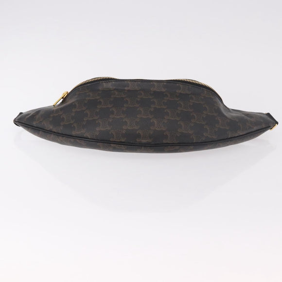 CELINE Triomphe Waist bag PVC Black Gold Auth 183105M
