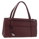 CARTIER Hand Bag Leather Bordeaux Silver Auth 183107V-1