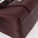 CARTIER Hand Bag Leather Bordeaux Silver Auth 183107V-9