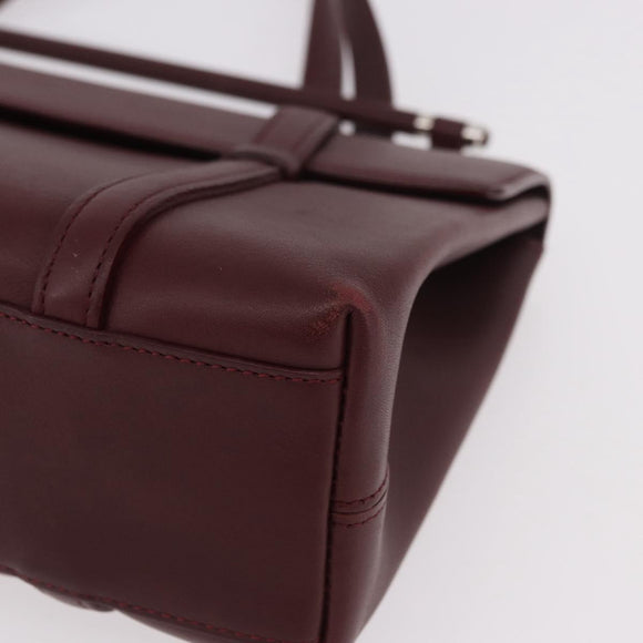 CARTIER Hand Bag Leather Bordeaux Silver Auth 183107V