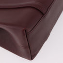 CARTIER Hand Bag Leather Bordeaux Silver Auth 183107V-15