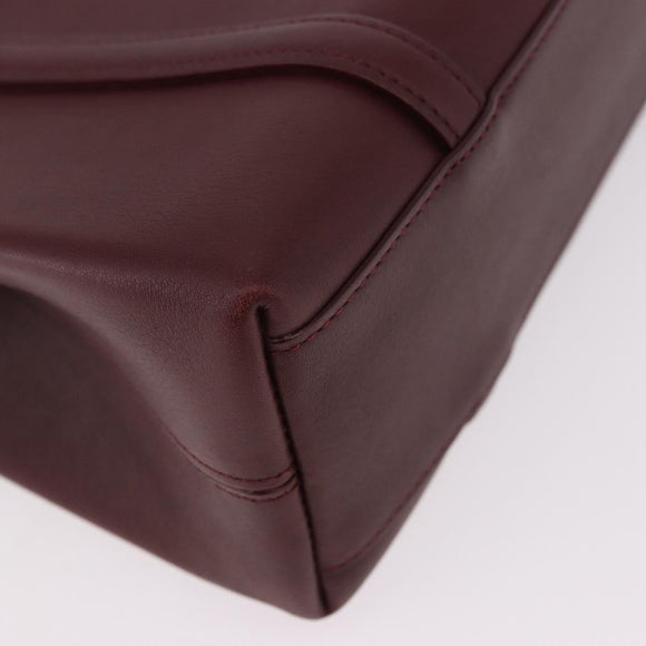 CARTIER Hand Bag Leather Bordeaux Silver Auth 183107V