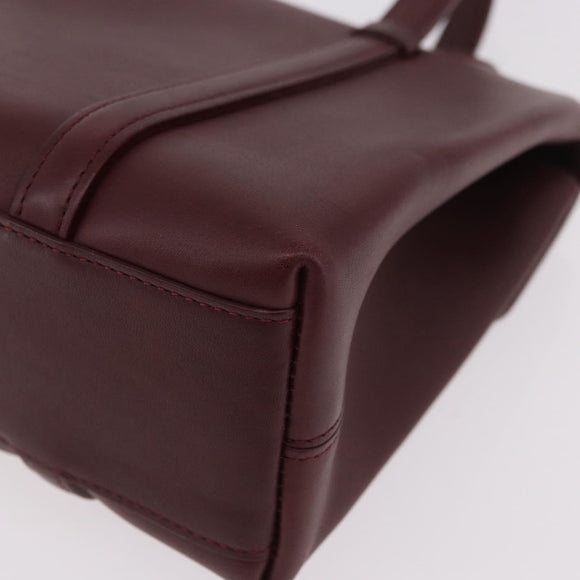 CARTIER Hand Bag Leather Bordeaux Silver Auth 183107V