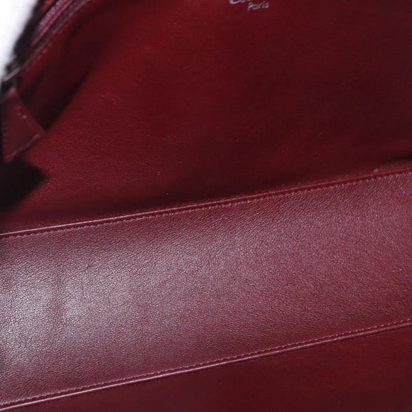 CARTIER Hand Bag Leather Bordeaux Silver Auth 183107V