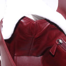 CARTIER Hand Bag Leather Bordeaux Silver Auth 183107V-21
