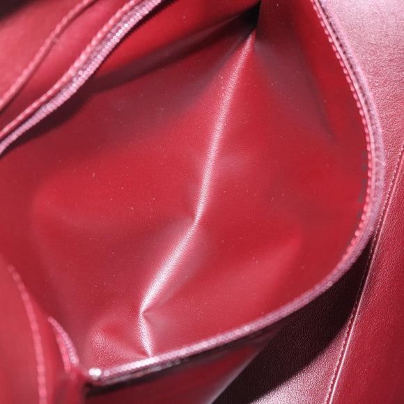 CARTIER Hand Bag Leather Bordeaux Silver Auth 183107V