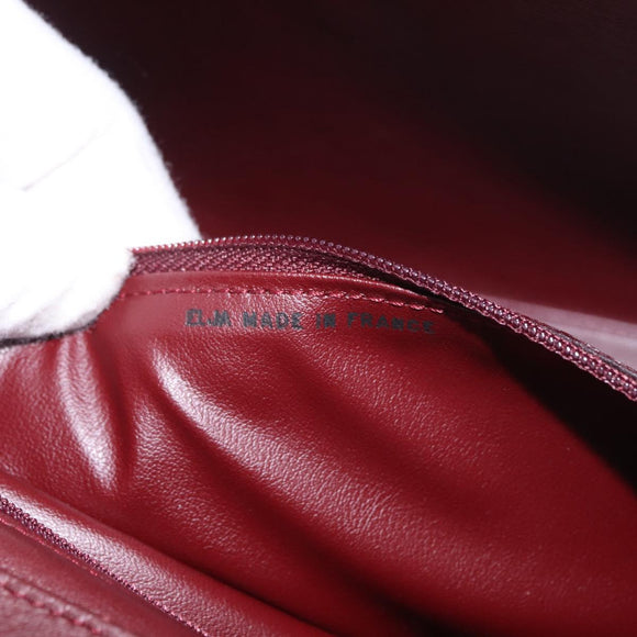 CARTIER Hand Bag Leather Bordeaux Silver Auth 183107V