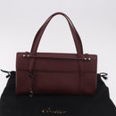 CARTIER Hand Bag Leather Bordeaux Silver Auth 183107V-12