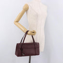 CARTIER Hand Bag Leather Bordeaux Silver Auth 183107V-24