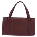 CARTIER Hand Bag Leather Bordeaux Silver Auth 183107V-2