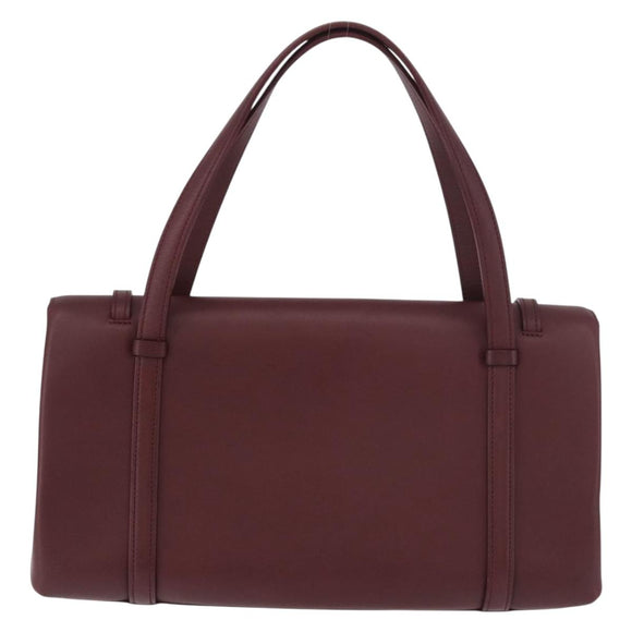 CARTIER Hand Bag Leather Bordeaux Silver Auth 183107V