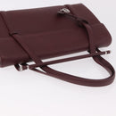 CARTIER Hand Bag Leather Bordeaux Silver Auth 183107V-6