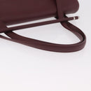 CARTIER Hand Bag Leather Bordeaux Silver Auth 183107V-7