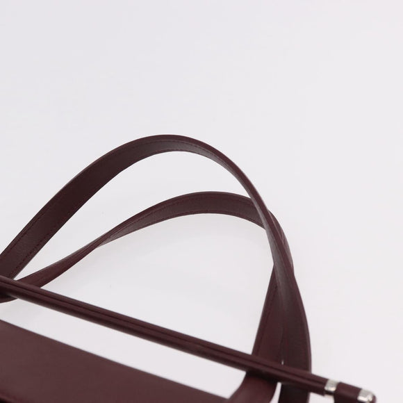CARTIER Hand Bag Leather Bordeaux Silver Auth 183107V