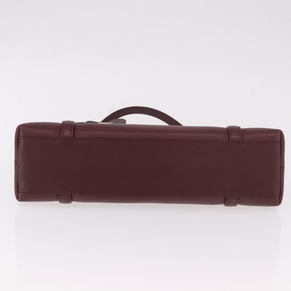 CARTIER Hand Bag Leather Bordeaux Silver Auth 183107V