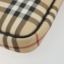 BURBERRY Nova Check Umhängetasche PVC Beige Silber Auth 183108A-9