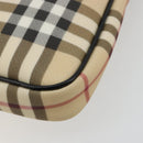 BURBERRY Nova Check Umhängetasche PVC Beige Silber Auth 183108A-15