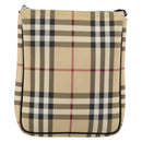BURBERRY Nova Check Umhängetasche PVC Beige Silber Auth 183108A-13