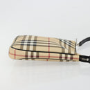 BURBERRY Nova Check Umhängetasche PVC Beige Silber Auth 183108A-3
