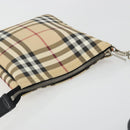 BURBERRY Nova Check Umhängetasche PVC Beige Silber Auth 183108A-6