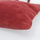 LOEWE Hand Bag Suede Red Gold Auth 183111A-9