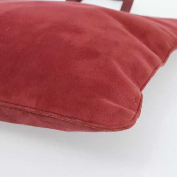 LOEWE Hand Bag Suede Red Gold Auth 183111A