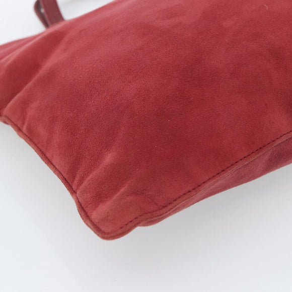 LOEWE Hand Bag Suede Red Gold Auth 183111A