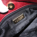 LOEWE Hand Bag Suede Red Gold Auth 183111A-10