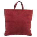 LOEWE Hand Bag Suede Red Gold Auth 183111A-13