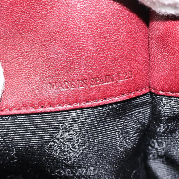 LOEWE Hand Bag Suede Red Gold Auth 183111A