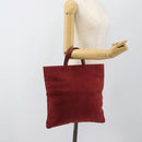 LOEWE Hand Bag Suede Red Gold Auth 183111A-21