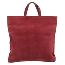 LOEWE Hand Bag Suede Red Gold Auth 183111A-2