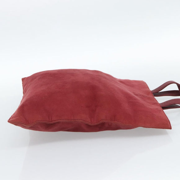 LOEWE Hand Bag Suede Red Gold Auth 183111A