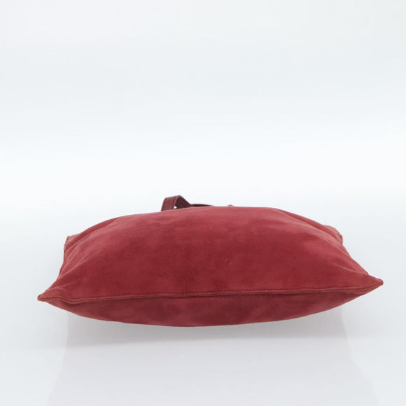 LOEWE Hand Bag Suede Red Gold Auth 183111A