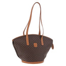 CELINE Macadam Canvas Tote Bag PVC Leather Brown Gold Auth 183115V-1