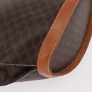 CELINE Macadam Canvas Tote Bag PVC Leather Brown Gold Auth 183115V-15