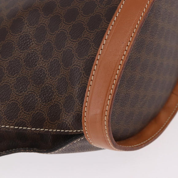 CELINE Macadam Canvas Tote Bag PVC Leather Brown Gold Auth 183115V