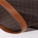 CELINE Macadam Canvas Tote Bag PVC Leather Brown Gold Auth 183115V-18